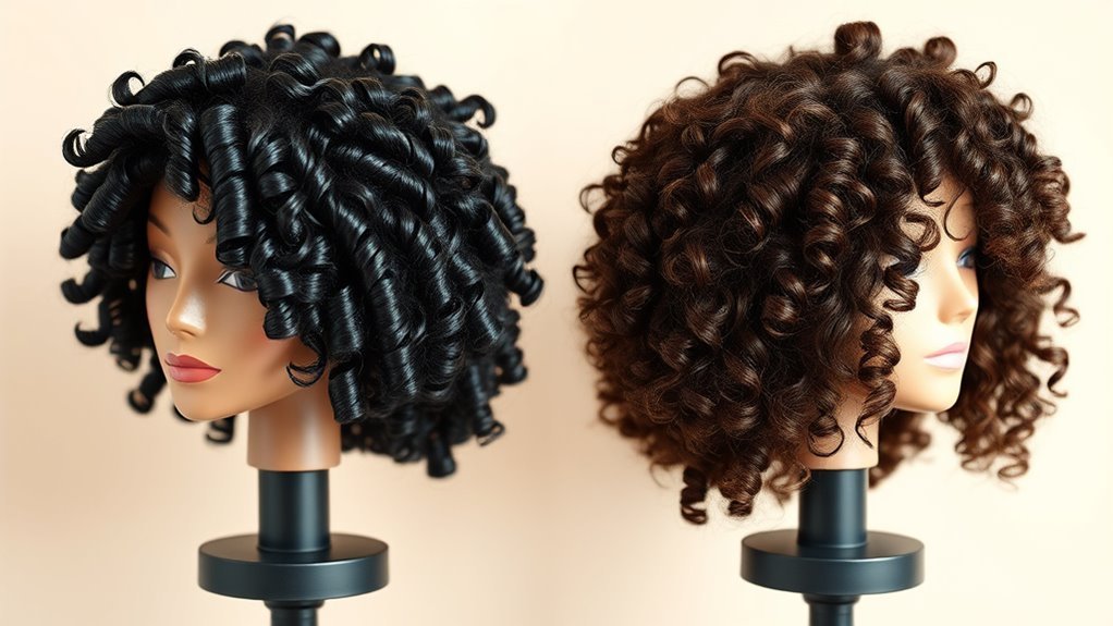 curly wigs synthetic vs human